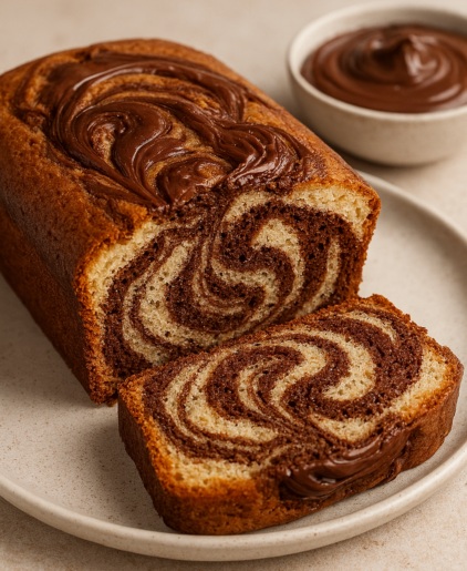 marbled yogurt and Nutella cake